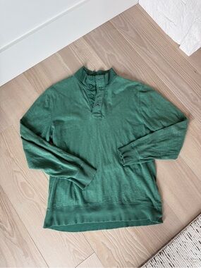 Old Navy Men's Forest Green Button Mock-Neck Pullover